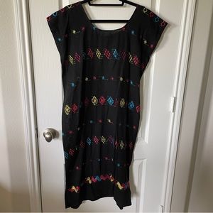 NWT Margot by Loren Mexican dress black with embroidered bright colors -one size